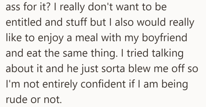 It comes down to wanting to share something simple, and not feeling heard when asking for it.