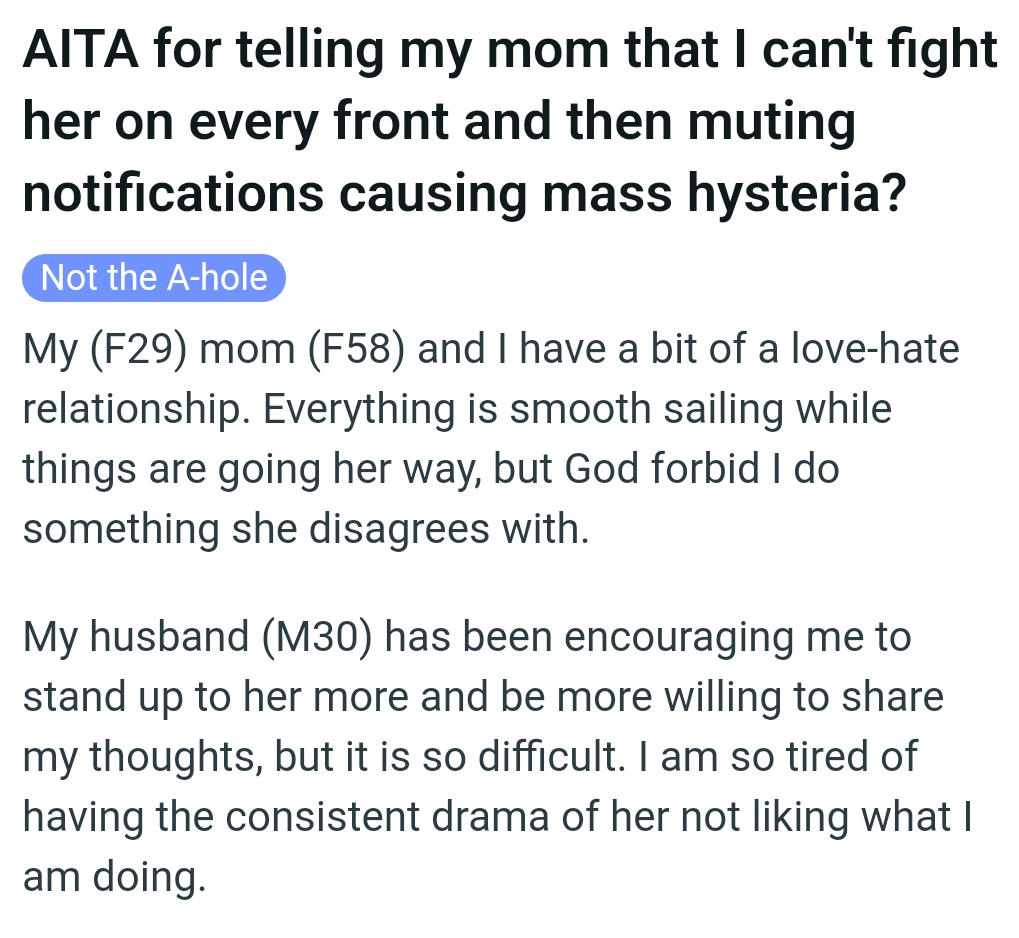 And here, the OP kicks off her story