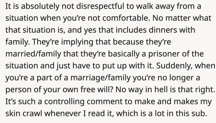 Walking away is also not making a scene, especially when they're very overwhelmed