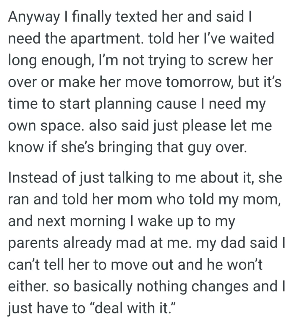 She Ran and Told Her Mom, Who in Turn Told OP's Mom