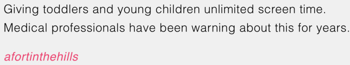Screen time for young children