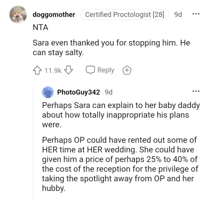 OP Could Have Rented Some of Her Time at Her Wedding