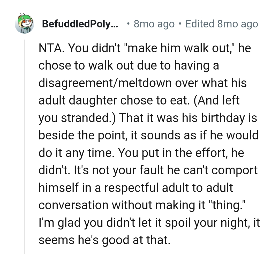 The OP put in the effort, but her dad didn't