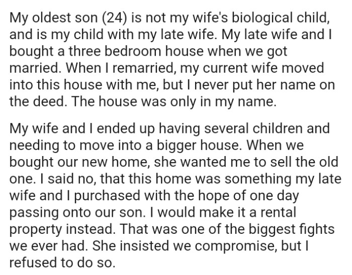 The home was something he and his late wife purchased with the hope of one day passing on to their son