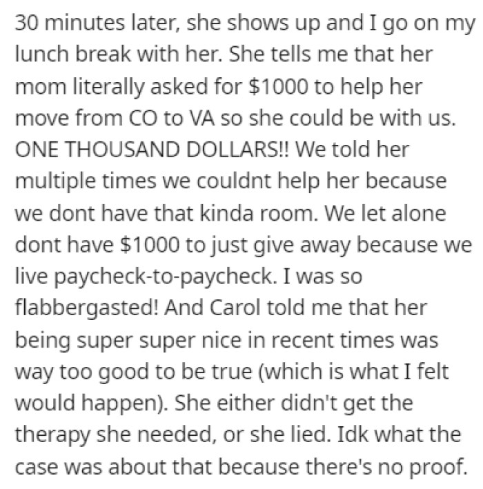 Danielle was persistent about the idea of moving in with them