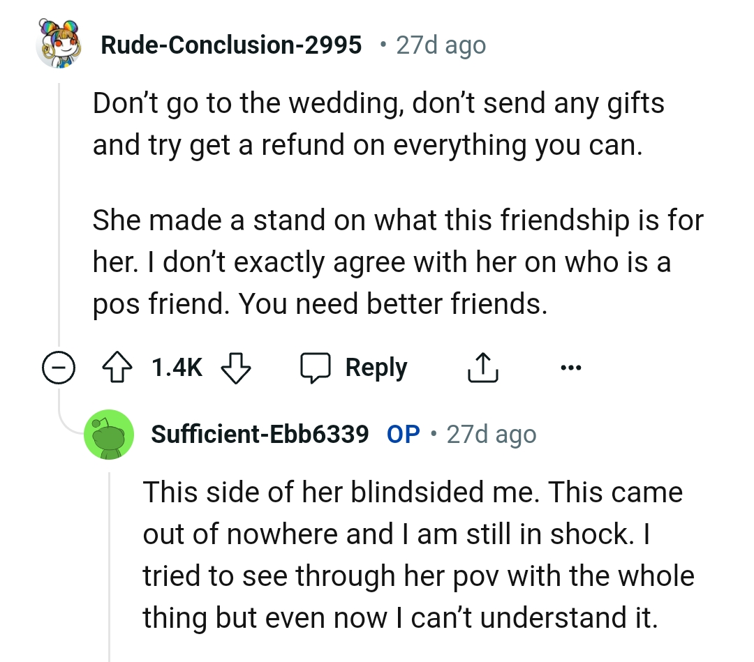 She has made a stand on what this friendship is for her