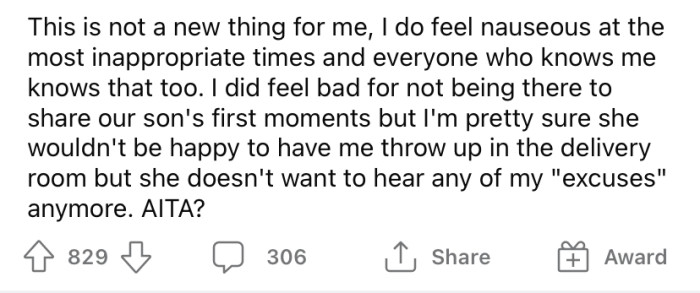To make things worse, the OP says this is not a new thing and that he often gets sick at inappropriate times.