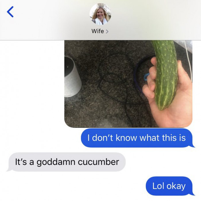 2. This husband, who apparently had never seen a cucumber before: