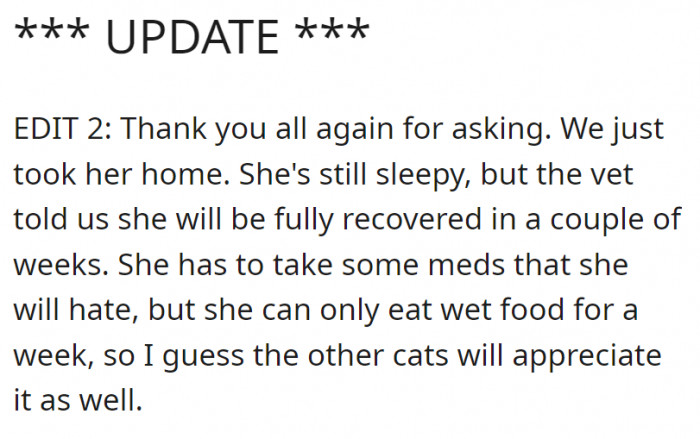 A few updates from OP before we get into the comments: