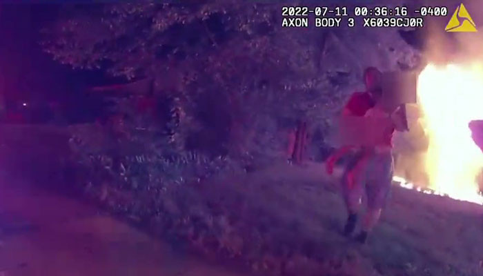 Nicholas went in to search for the girl, whom he fortunately found. However, he had a bit of trouble finding his way back—so he broke a window and jumped with the girl in his arms.