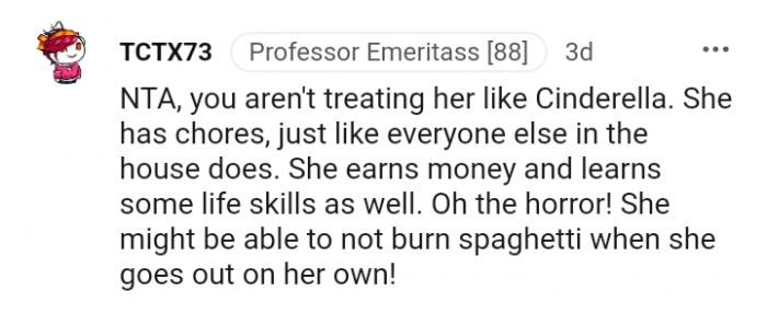 She earns and learns some life skills as well