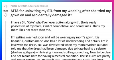 Bride Decided To Remove Her SIL From The Guest List After She Tried On Her Wedding Dress And Accidentally Ruined It