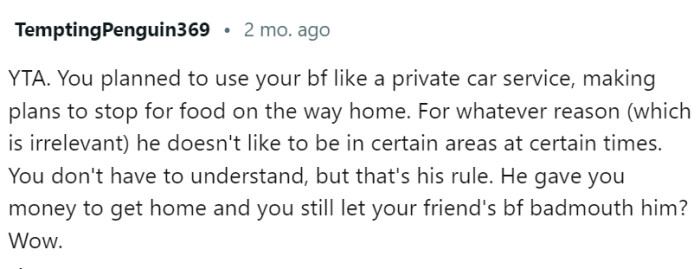 OP doesn't need to understand the rules, but she needs to respect them