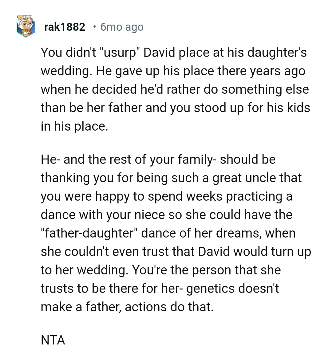 He'd rather do something else than be a father