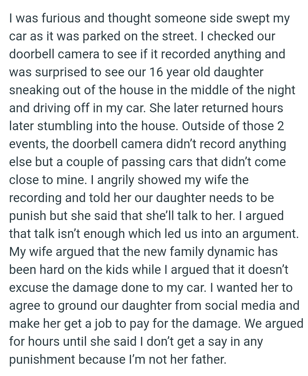 OP showed his wife the recording