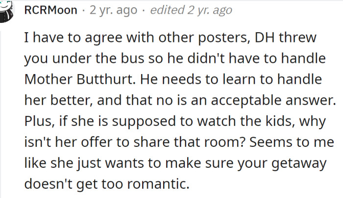 It seems she wants to ensure their getaway doesn't become too romantic.