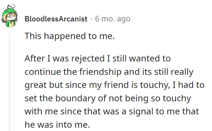 Rejected but still the friendship MVP. Had to lay down the no-touchy law—it's the buddy system, not a rom-com sequel!
