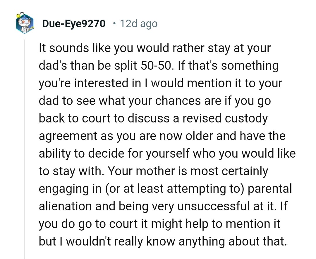 Going back to court to discuss revised custody