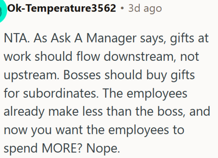 Bosses should buy gifts for employees, not the other way around