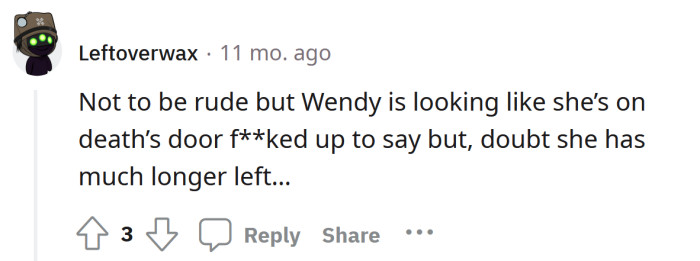 She's not looking so good herself.