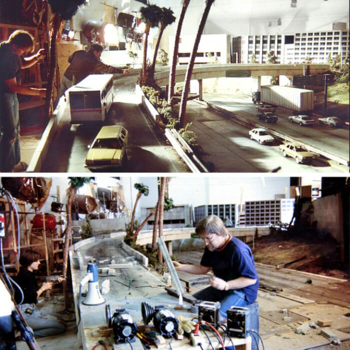 11. Artists were working on the model of the city that would be destroyed in Terminator 2: Judgment Day.