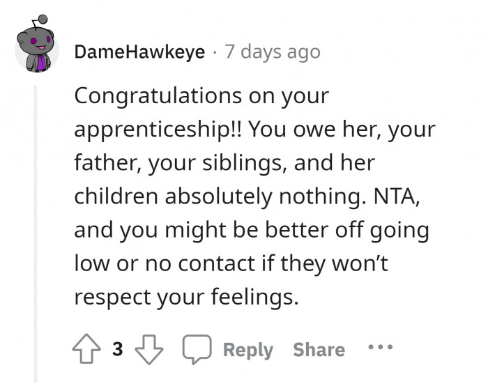 19. You have worked hard for it and owe no one.