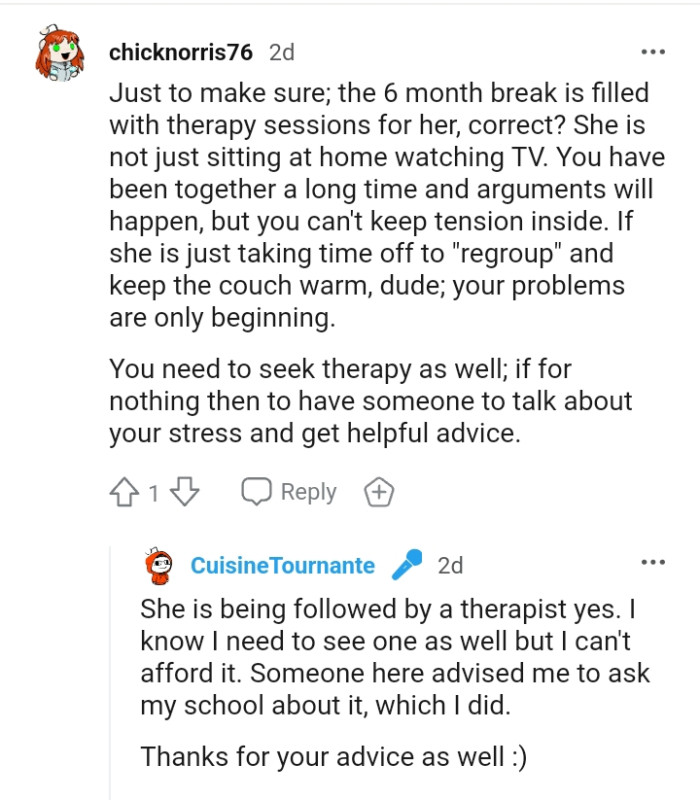 You need to seek therapy as well