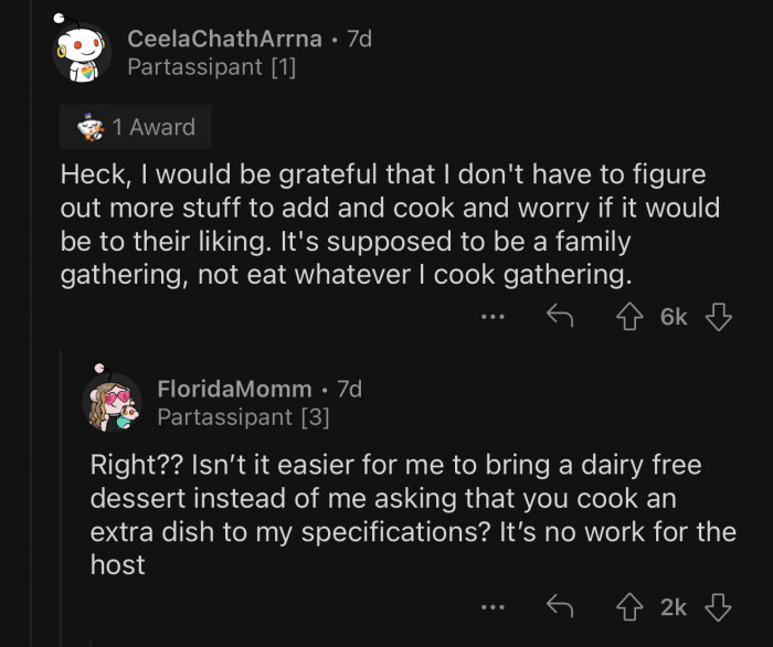 The gathering is more about family than food.