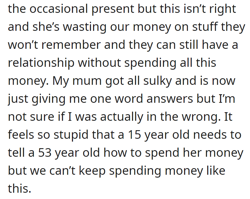 OP questions mom's excessive spending on nephews, causing tension. Scroll down to see what people had to say...