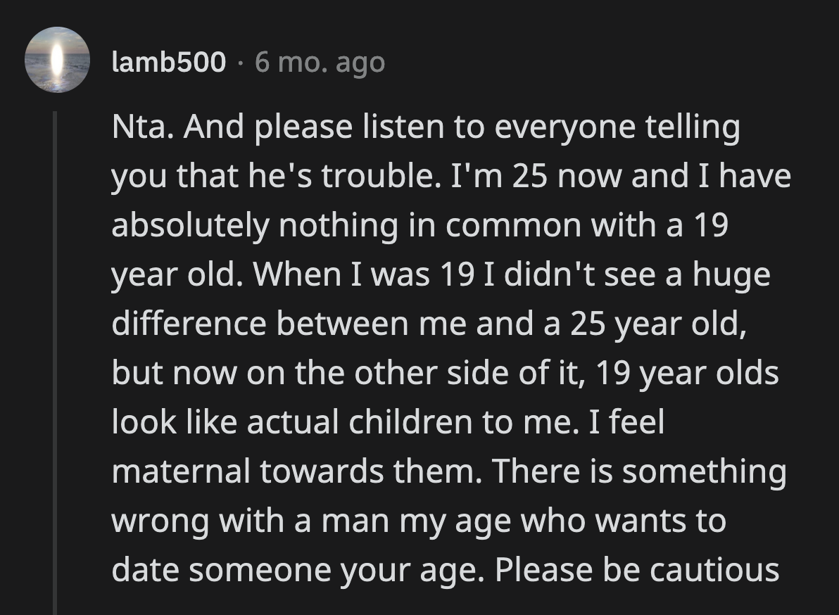 An older man who wants to control how his teenage girlfriend behaves is the embarrassing partner.