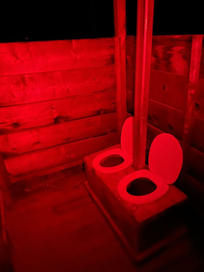 37. A New Mexico Outhouse, Illuminated Red by My Headlamp