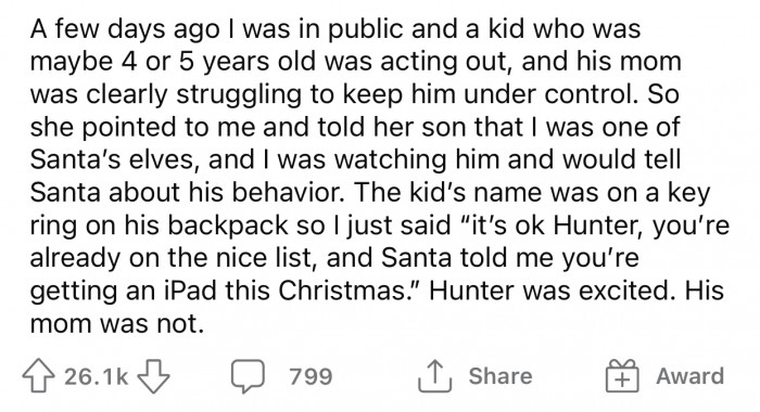 OP decided to speak up this time after a woman compared her to one of Santa's elves.