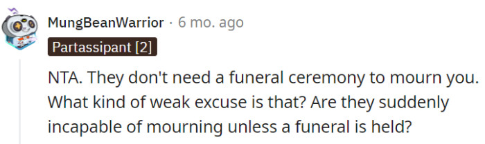 Funerals don't hold the exclusive rights to mourning...
