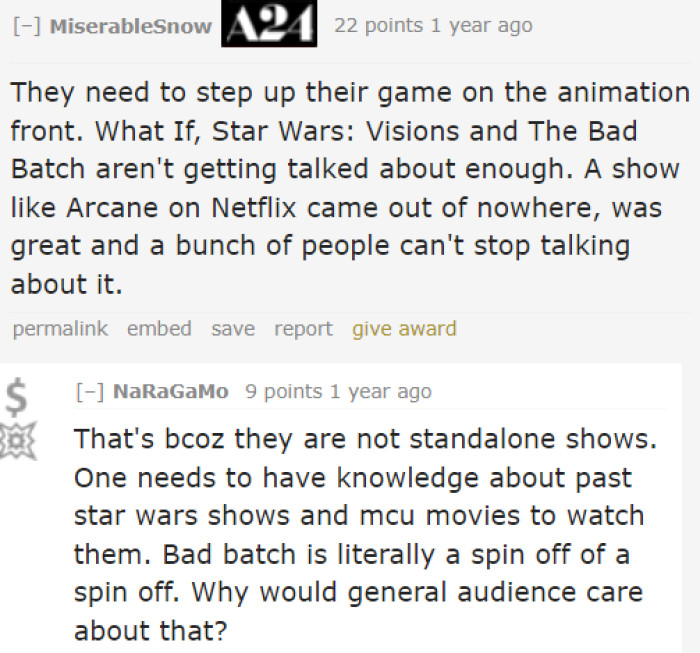 Others believe that Disney+ needs to produce more animated shows.