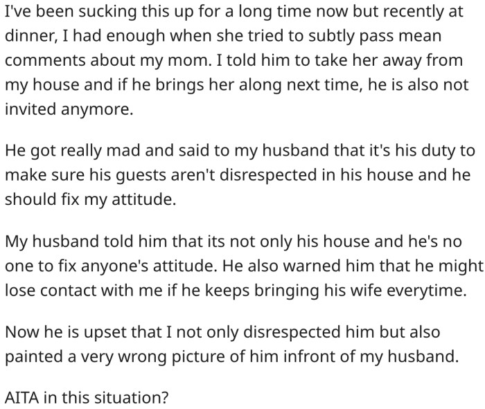 Was she wrong to kick him and his wife out? Reddit responds.