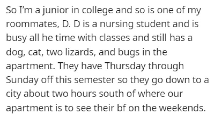 OP is a junior in college, and so is the roommate in question