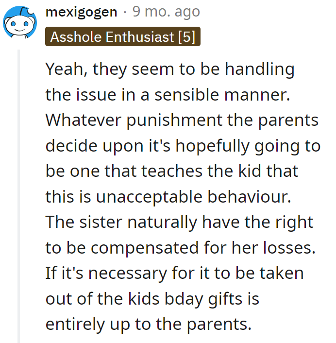 Parents are handling it smartly—teaching lessons without breaking the bank. Sister's losses and birthday gifts are in the spotlight.