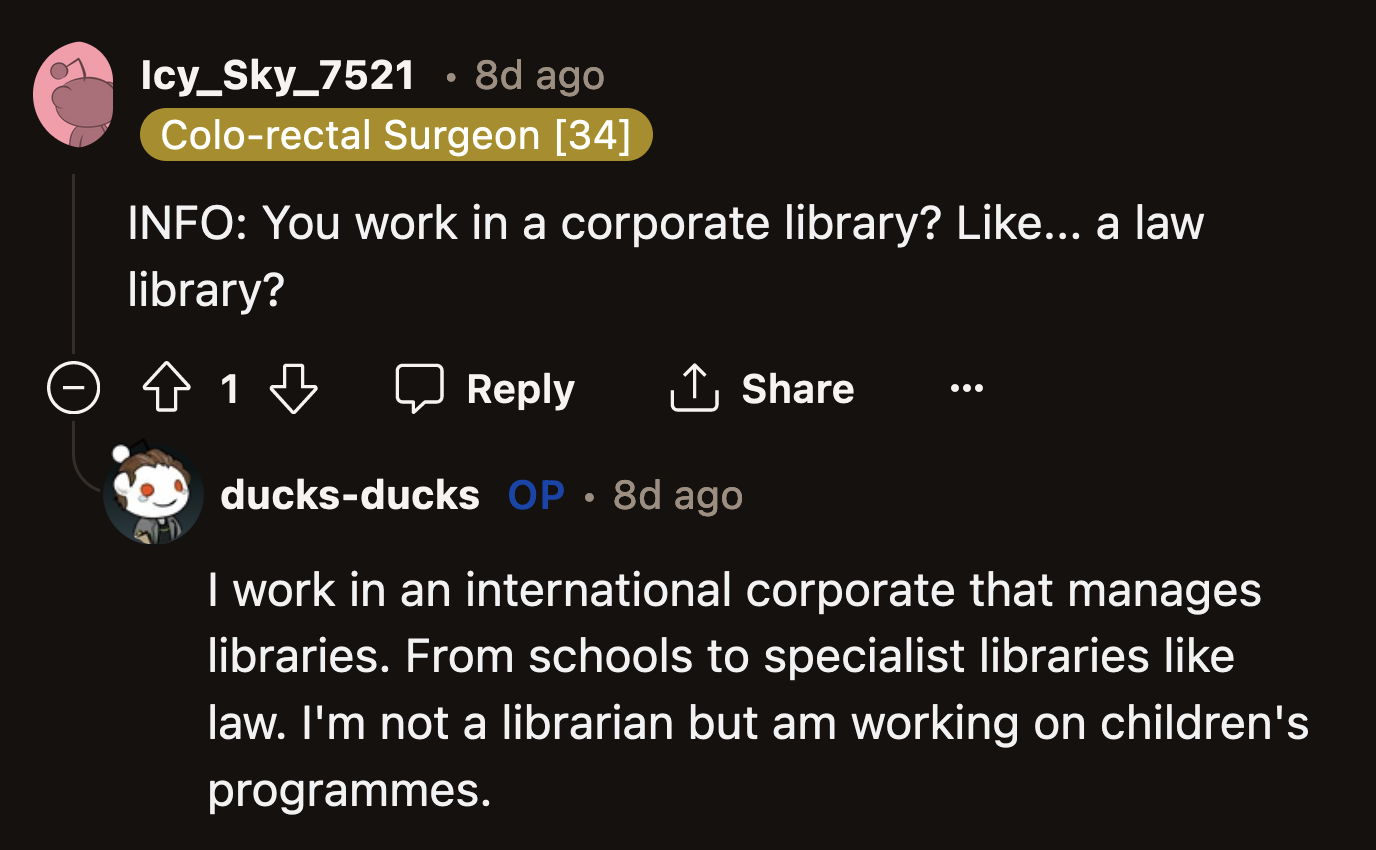 OP now works for a corporation that manages libraries. He specializes in children's programs.