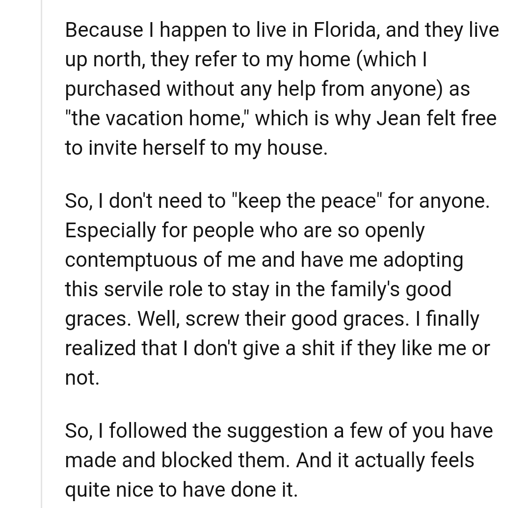 The OP finally realized that she doesn't give a sh*t if they like him or not.