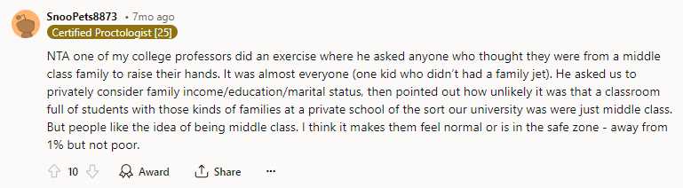 People like the idea of being middle class.