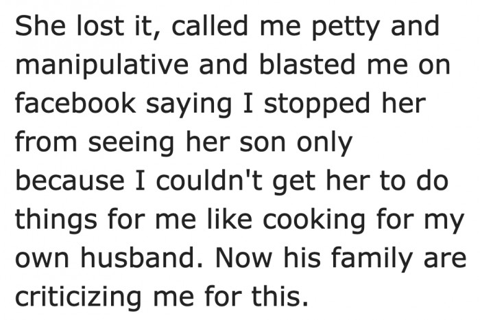 Look who's talking. The evil mom called her daughter-in-law manipulative.