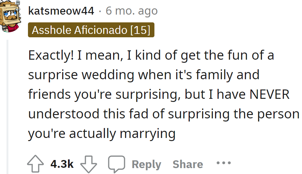 She should know about her own wedding