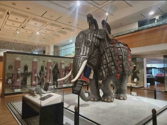 "The Only Surviving War Elephant Armour In The World From 17th Century India Displayed At The Royal Armouries Museum In Leeds, England"