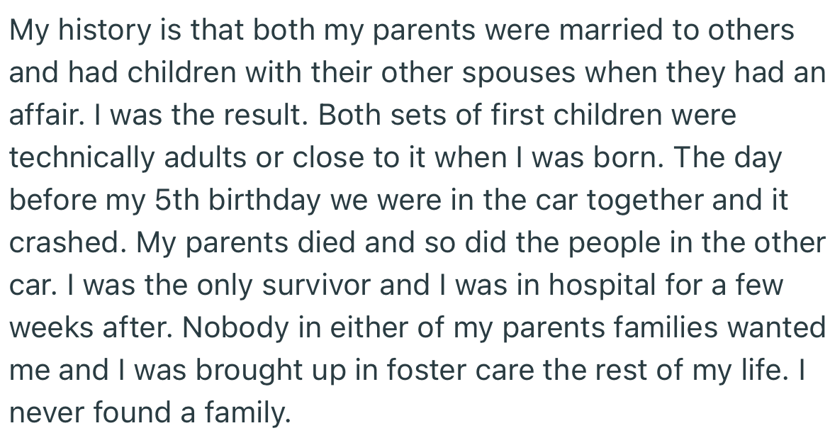 A summary of OP’s heartbreaking life story