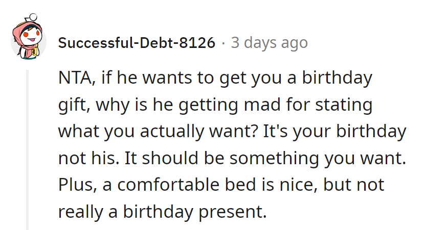 Dad's upset over gift requests? Sounds like someone's got 'present' issues.