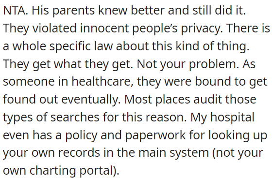His parents knew the rules but still violated people's privacy, which is against the law.