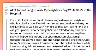 Redditor Divides Internet When They Refused To Tend To Neighbor's Dog While They Were In The Emergency Room