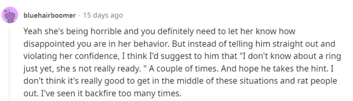 Let her know how disappointed you are