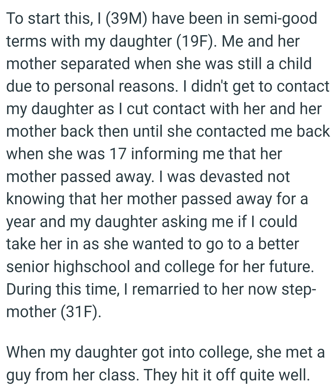 The OP was devastated not knowing that her mother passed away