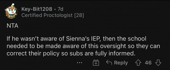 Subs should be fully informed about students' health issues.